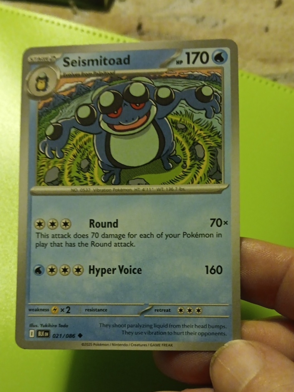 Pokemon Seismitoad Card - Blue and Green Artwork